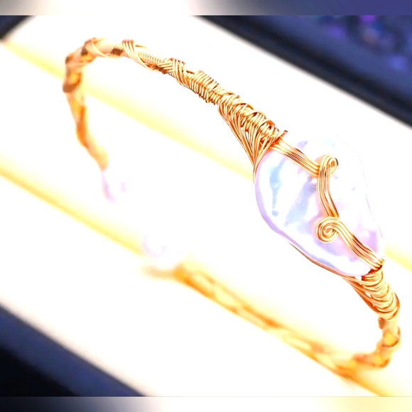 18k Gold Plated Bohemian Style Fresh Water Pearl Bracelet Purity & Inner Wisdom - Picture 2 of 4